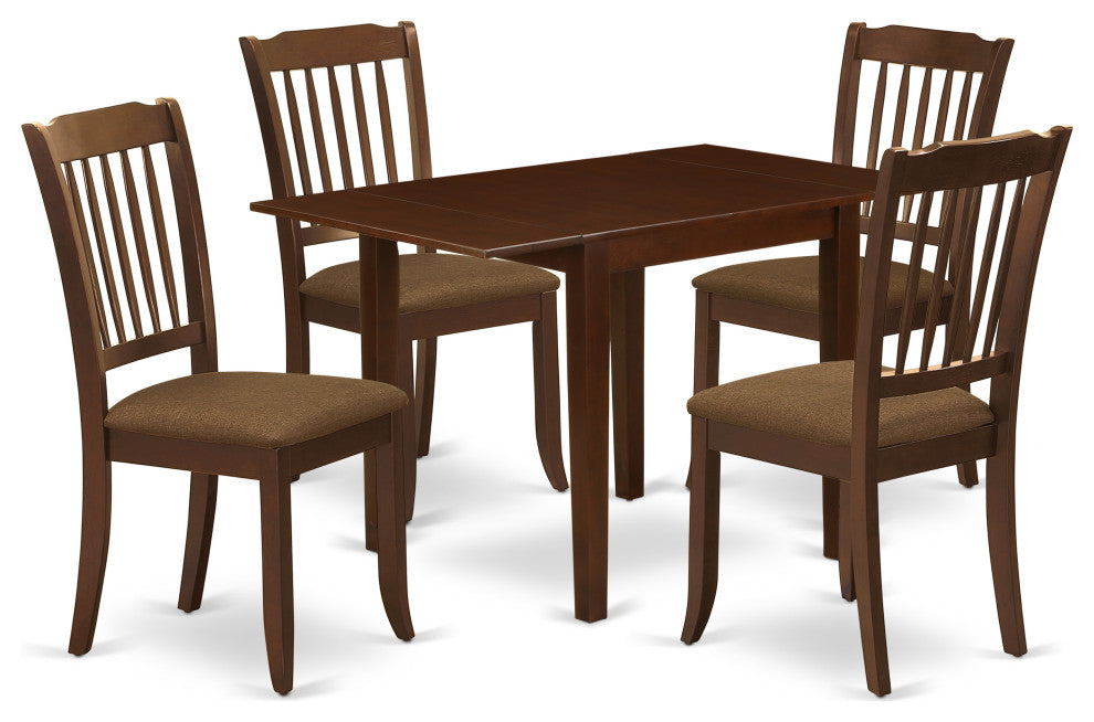 Dinette Set For 5- Four Fabulous Chairs, Table, Mahogany Finish Frame
