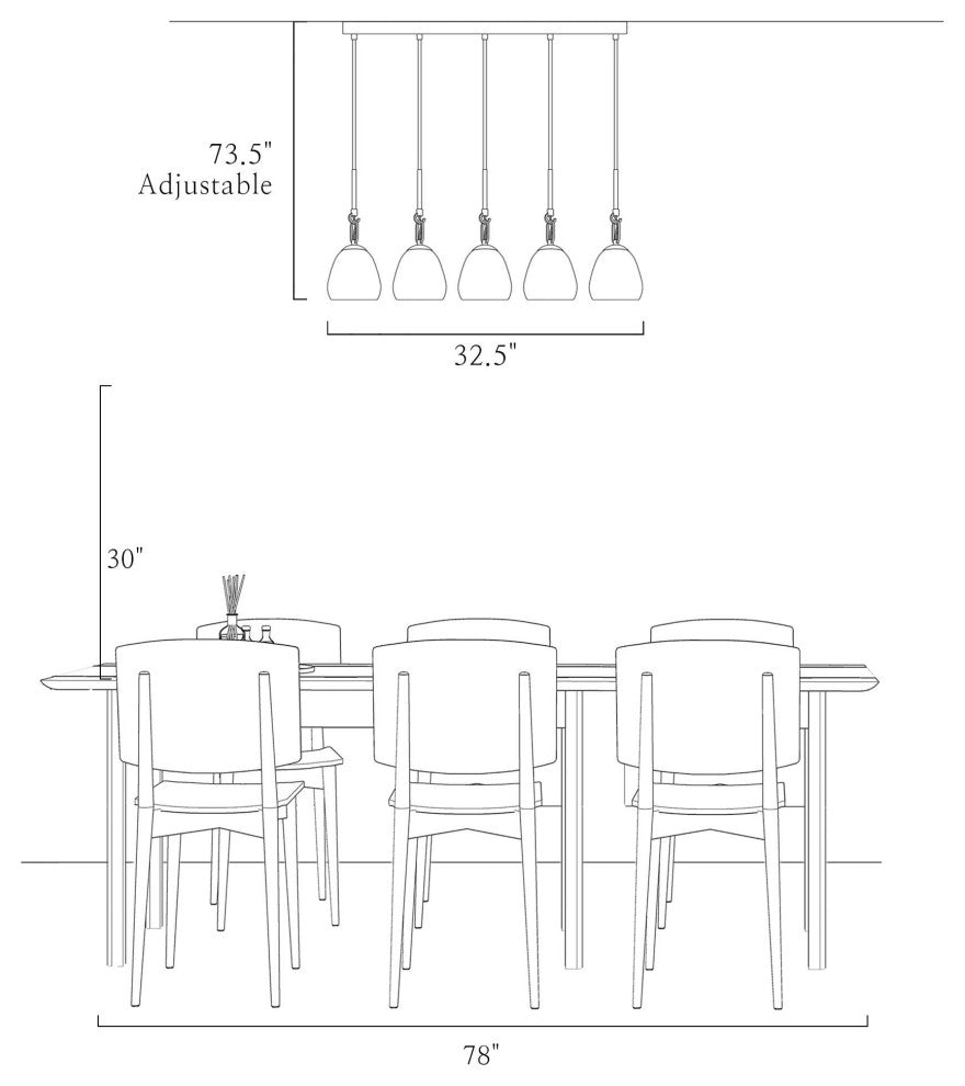 LNC 5-Light Black and Polished Gold Modern Linear Large Kitchen Island Light