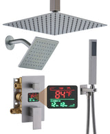 3 Function Wall Mounted Digital Display Shower System, Brushed Nickel