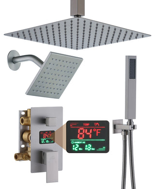 3 Function Wall Mounted Digital Display Shower System, Brushed Nickel