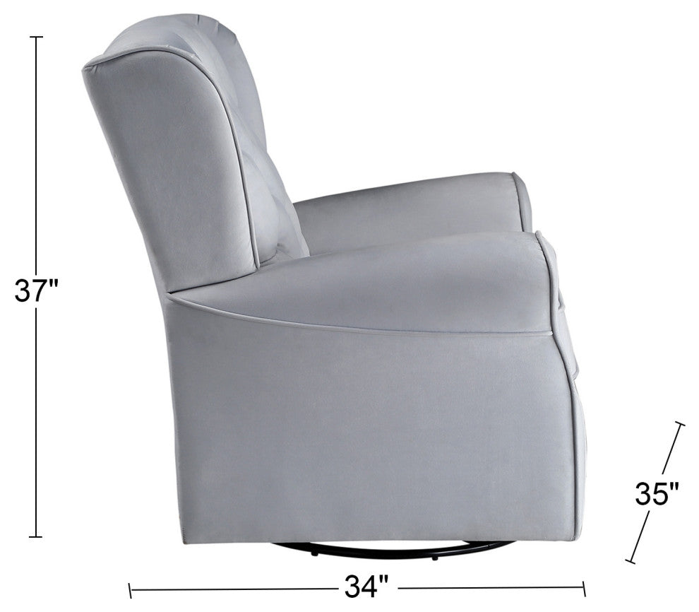 Swivel Chair With Button Tufted, Gray