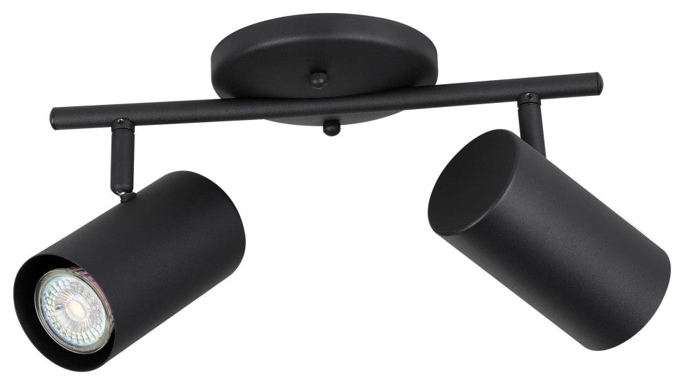 Calloway 2 Light Fixed Track Light, Structured Black, Metal Cylinder Shades
