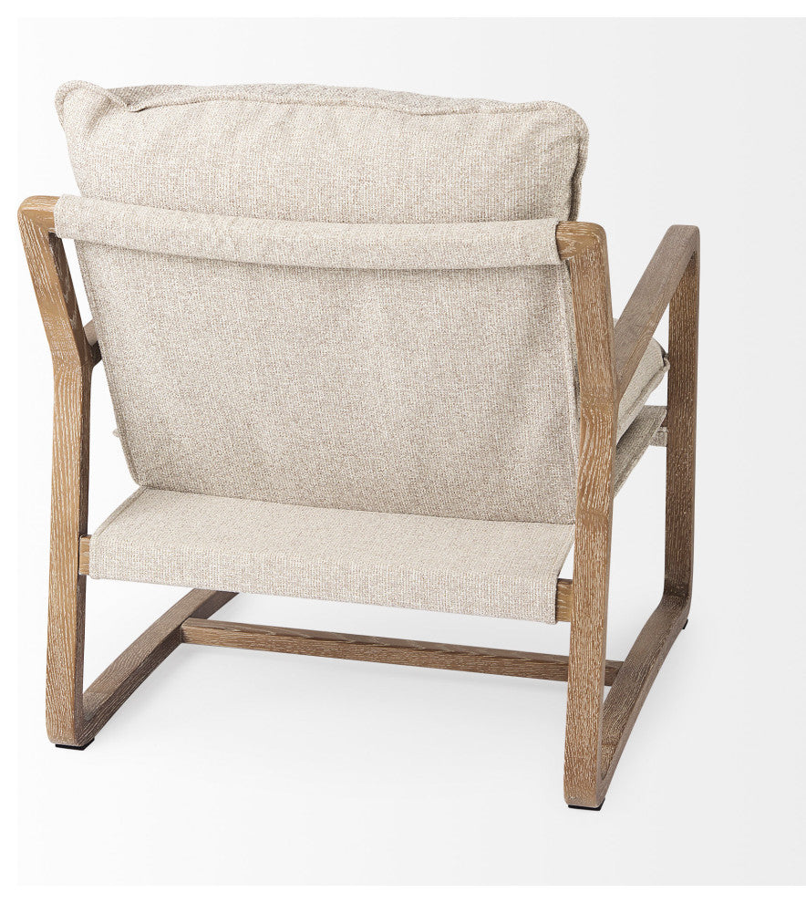 Brayden Beige Fabric Seat w/ Light Brown Solid Wood Accent Chair