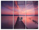 "Wooden Pier Under Red Sky" Photo Metal Wall Art, 3 Panels, 36"x28"
