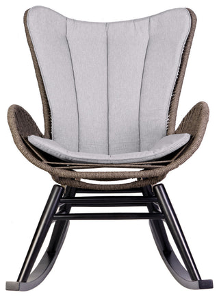 Fanny Outdoor Patio Rocking chair in Dark Eucalyptus Wood and Truffle Rope