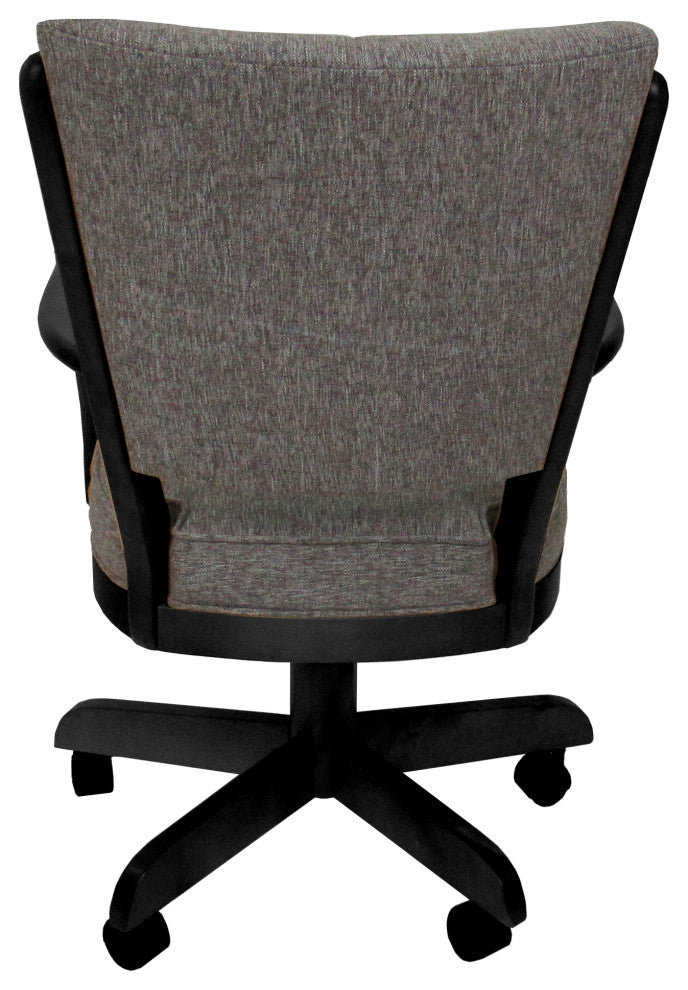 Classic Caster Swivel Dining Chair on Wheels, Solid Wood, Mojave Grey - Black