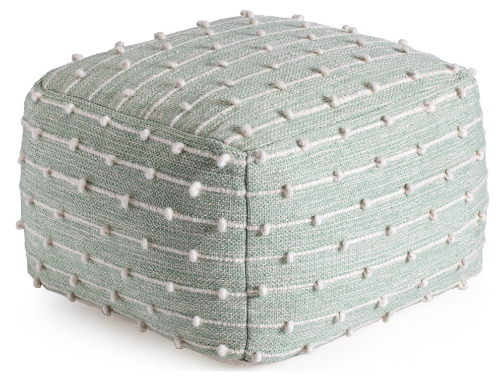 Seaside 22" x 22" x 16" Teal and Ivory Pouf