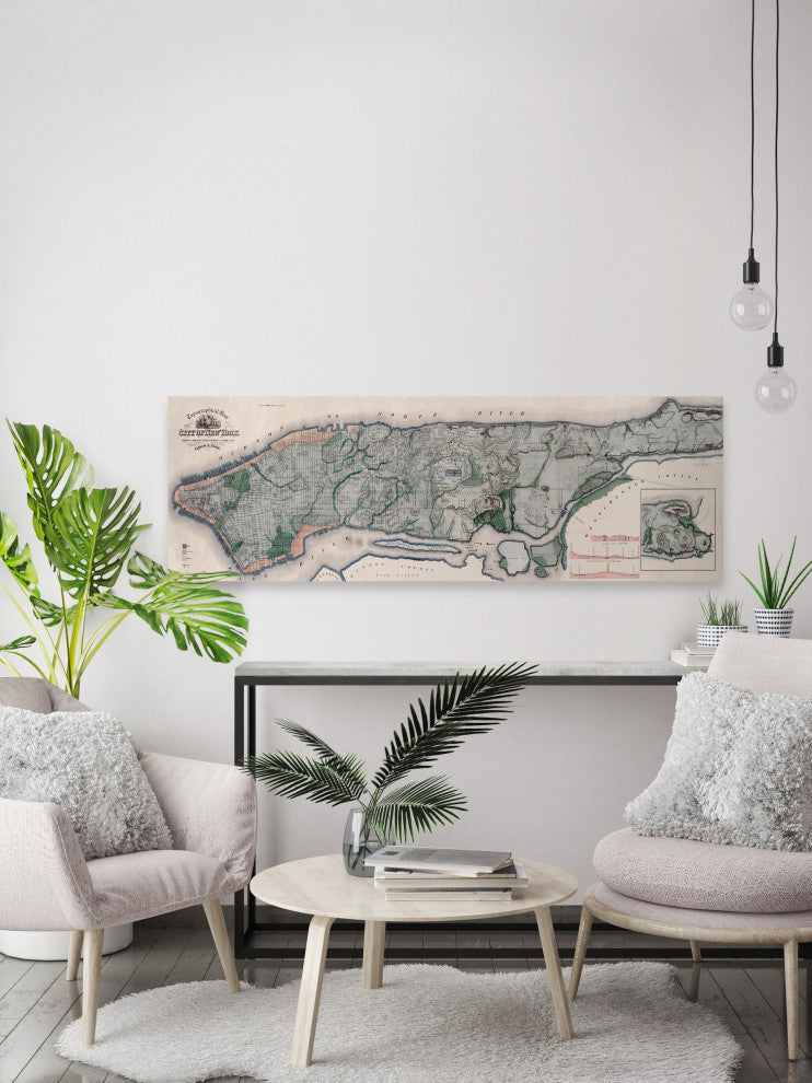 "Panorama Plan" Painting Print on Wrapped Canvas, 15x5