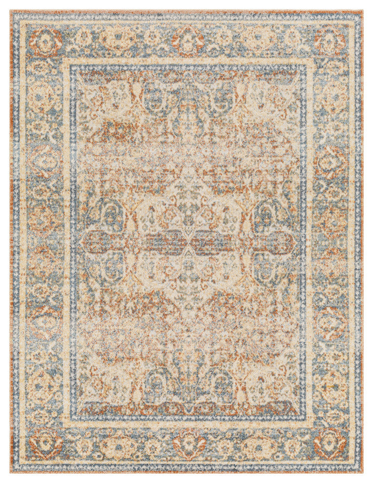 Lillian LLL-2304 Orange/Blue Machine Woven 6'7" x 9' Rug