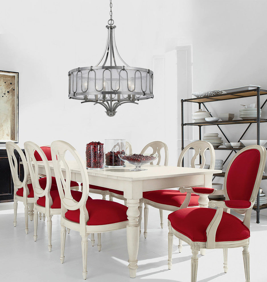 60W 6 Vincenza Metal  Chandelier With Transparent Fabric Shade