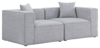 Cube Upholstered Modular Sofa, Gray, 2-Piece: 2 Corner Chair, Linen Texured Fabric