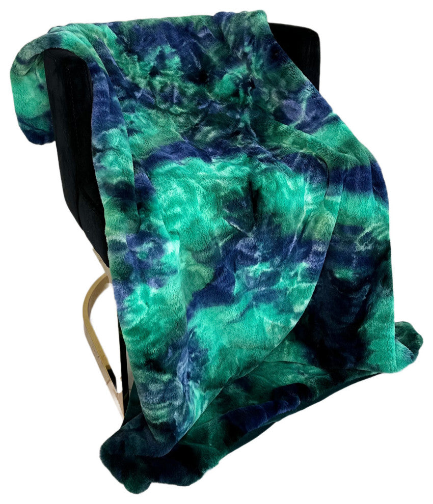Plutus Northern Lights Faux Fur Luxury Throw Blanket, 96"L x 110"W Queen