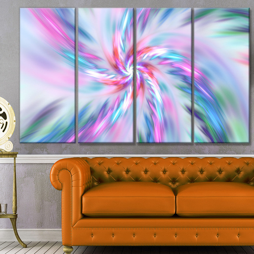 Exotic Light Blue Flower Petal Dance, Floral Canvas Art Print, 48"x28", 4 Panels