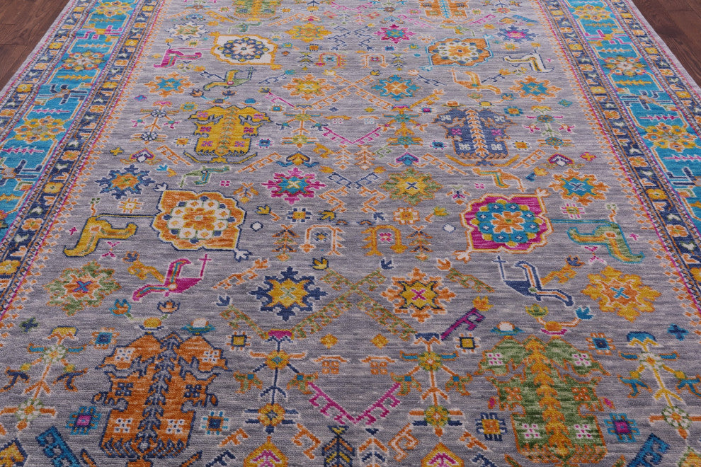 Turkish Oushak Handmade Wool Rug 9' 2" X 11' 11" - Q14996