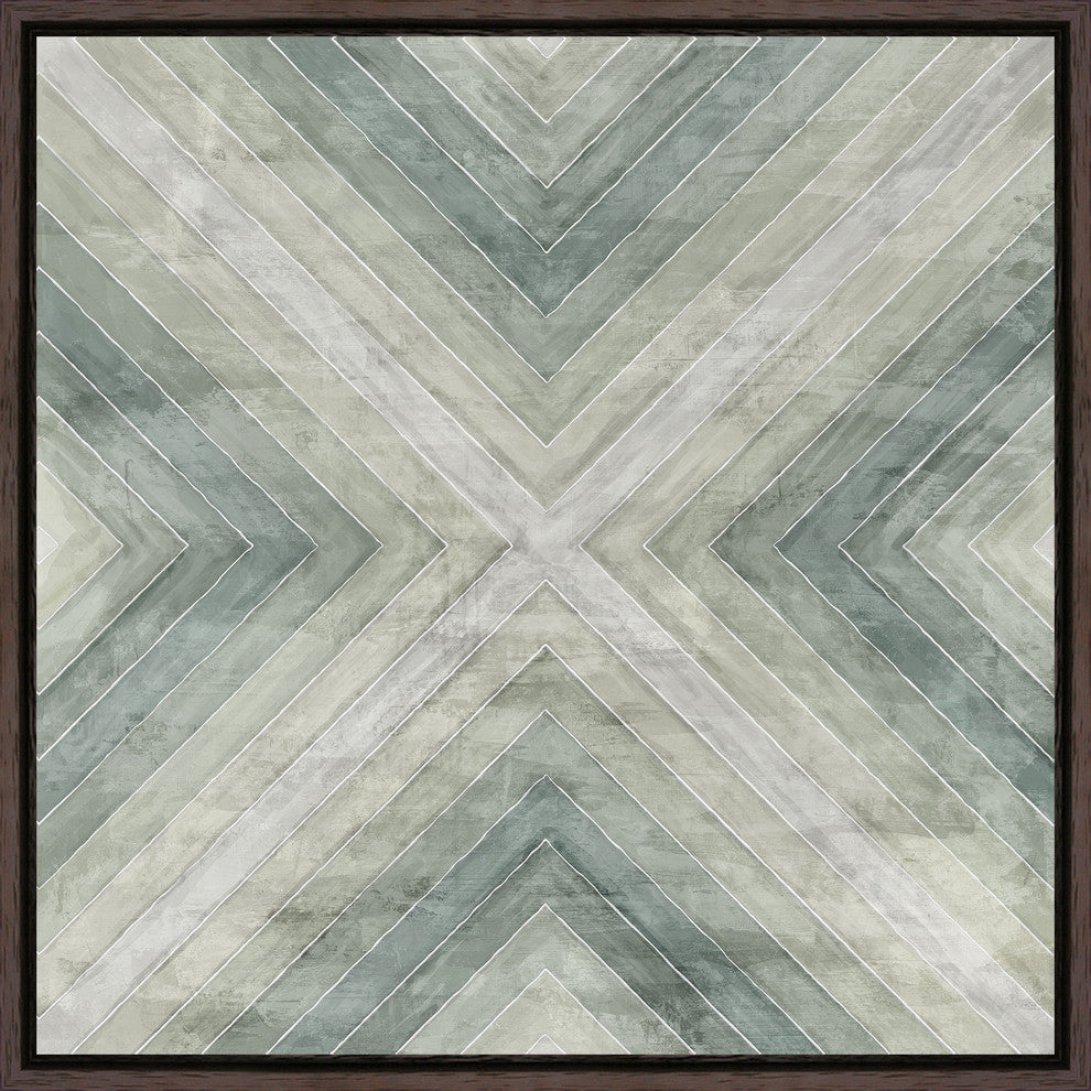 Concentration of Green IV, 37.25"x37.25", Espresso Natural Wood Gallery Floater