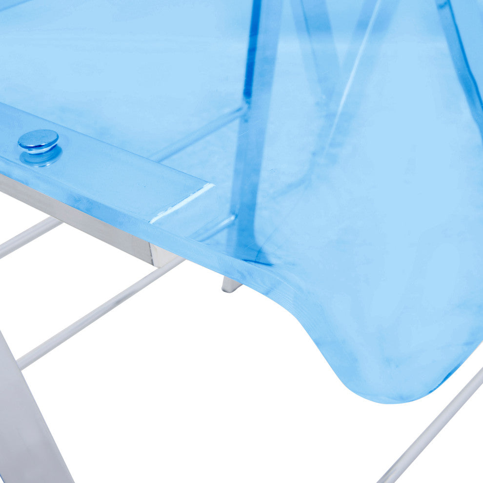 Menno Acrylic Folding Chairs Modern Stackable Foldable Dining Chair, Blue