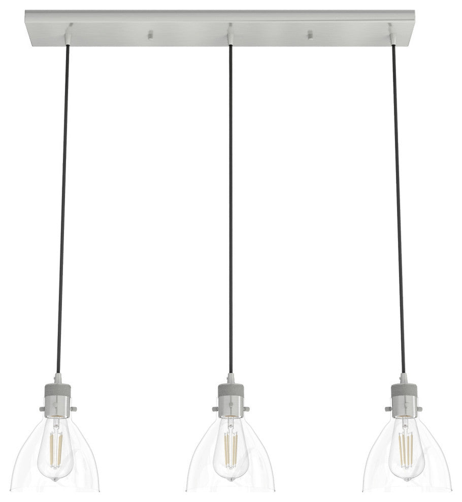 Hunter Van Nuys Brushed Nickel 3 Light Linear Cluster Ceiling Light