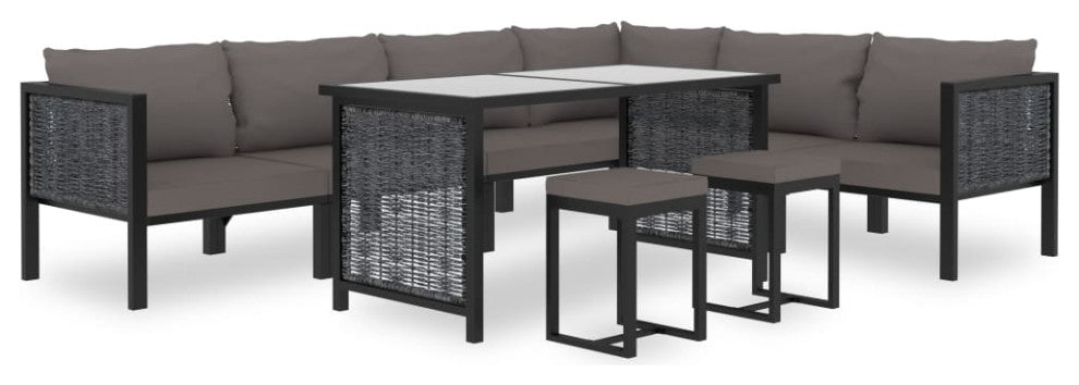 vidaXL Sectional Corner Sofa With Left Armrest Poly Rattan Anthracite