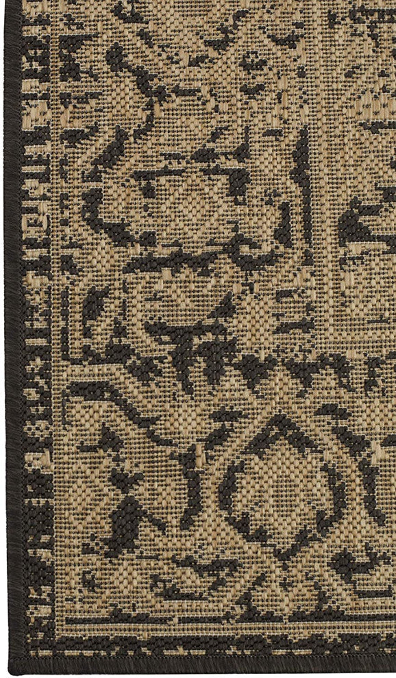 Outdoor Persian Accent Rug - Bacteria Resistant Rug, Charcoal, 7'10"x10'