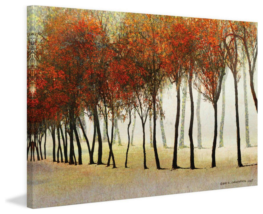 "Row of Trees Red" Painting Print on Canvas by Chris Vest