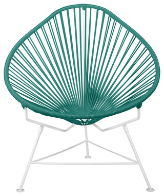 Acapulco Indoor/Outdoor Handmade Lounge Chair, Turquoise Weave, White Frame