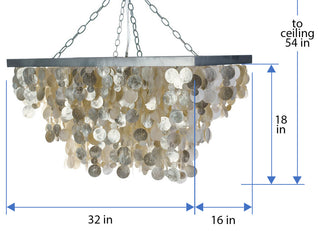 Rectangular Rain Drop Capiz Seashell Chandelier, Champagne