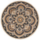 4??Round Black Flower Blossom Area Rug