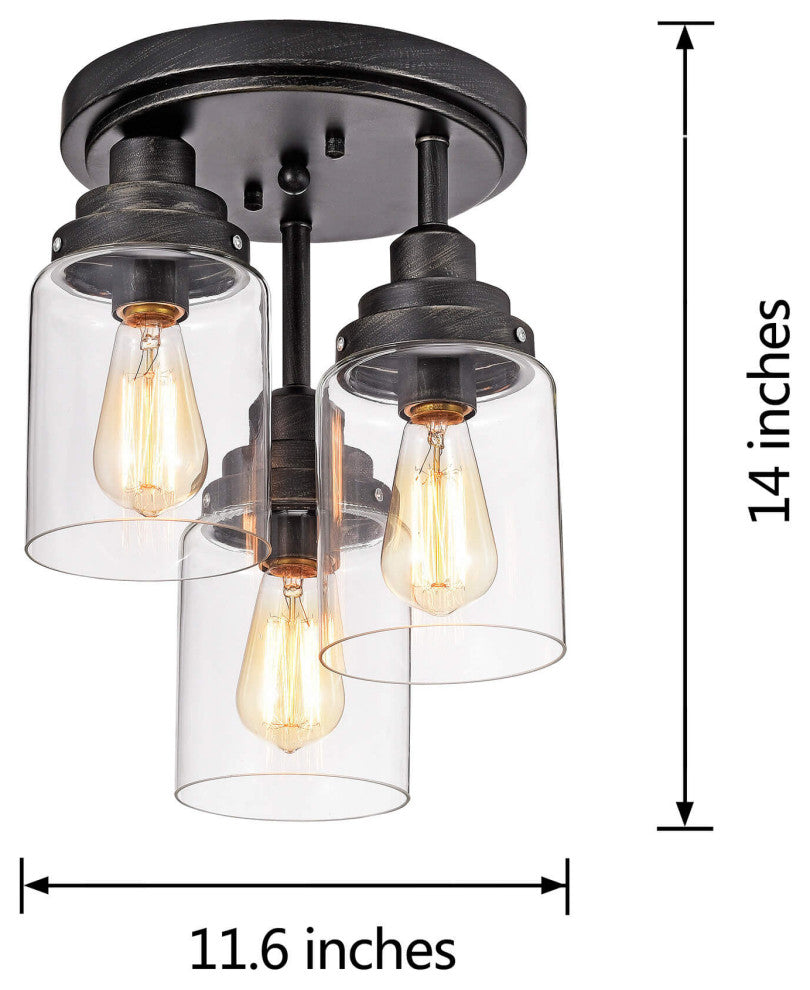 April Flush Mount With Simple Clear Glass Shades