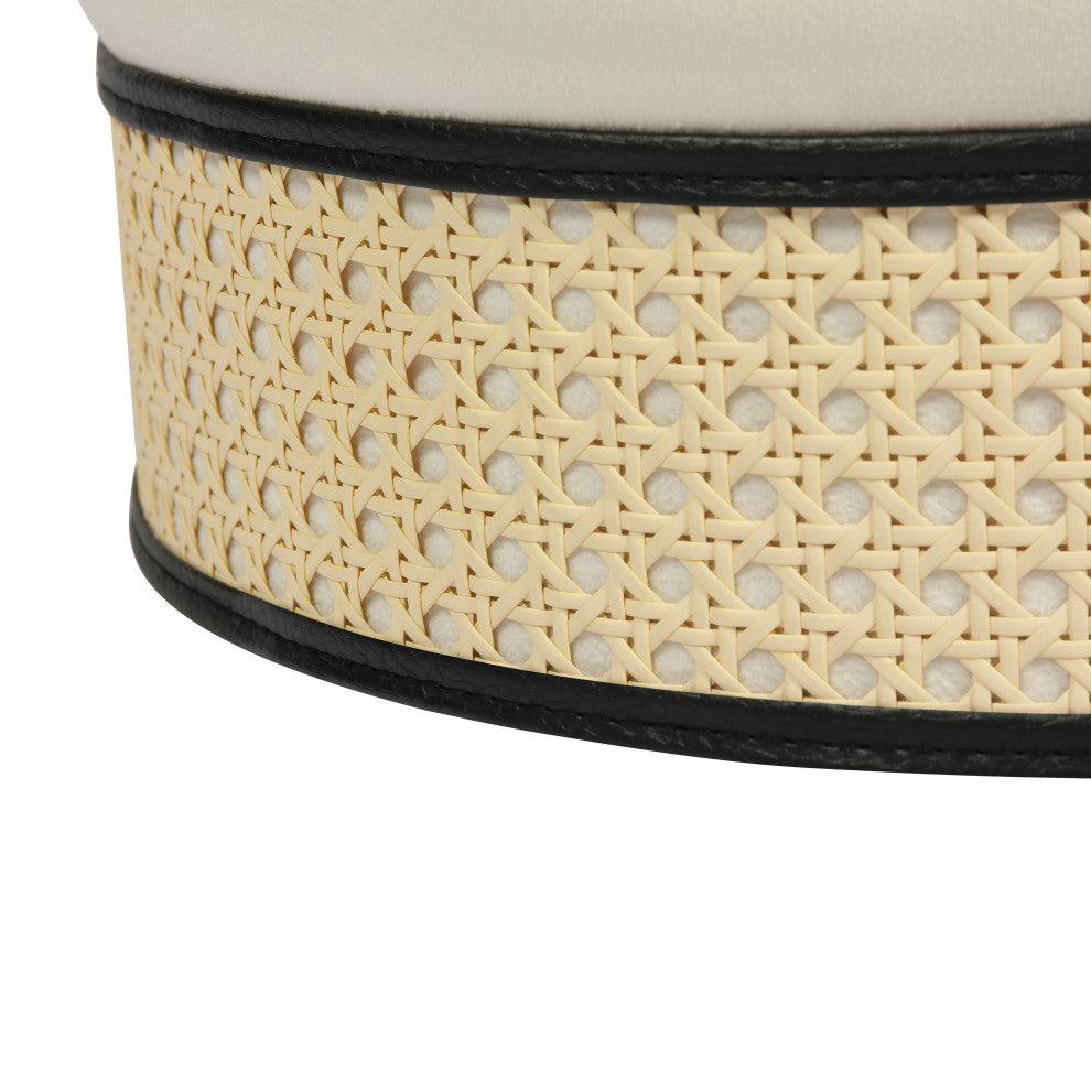 TOV Furniture Ivy Cream Velvet Ottoman