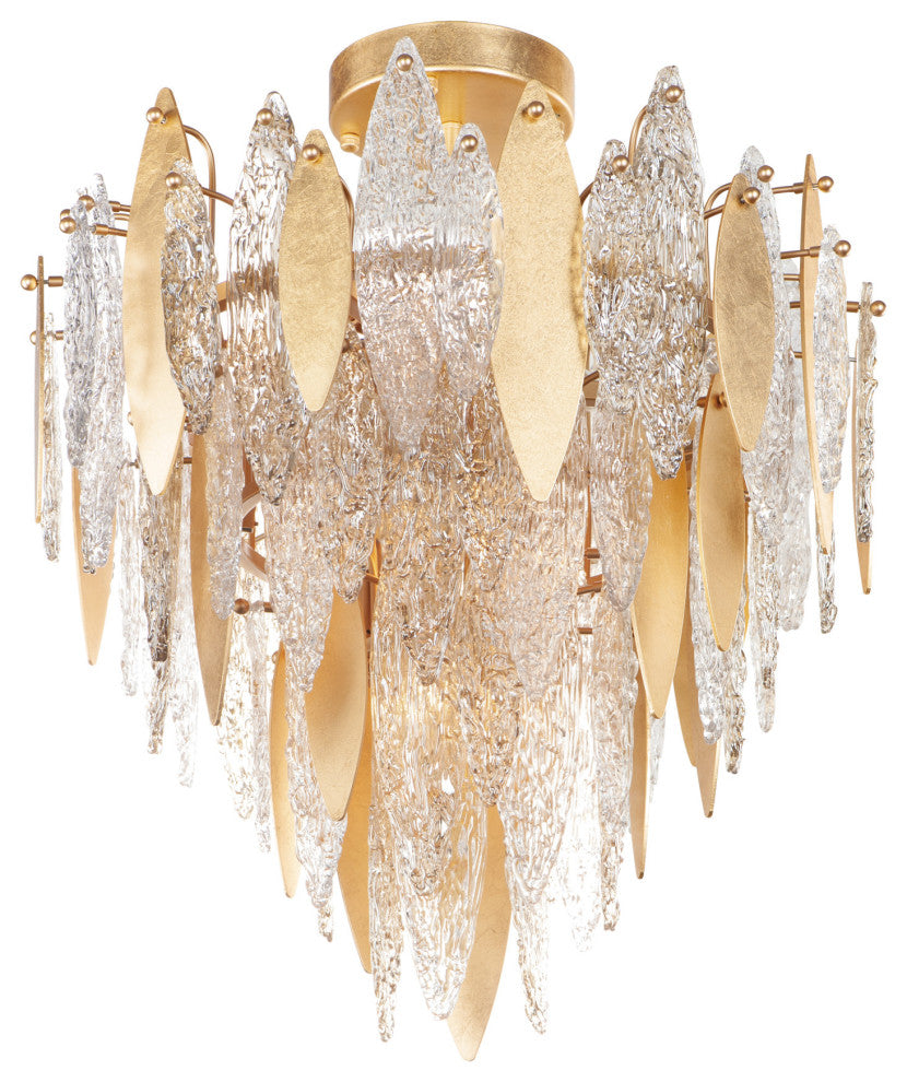 Maxim 32320CLCMP Majestic 10 Light 24"W Semi-Flush Waterfall - Gold Leaf