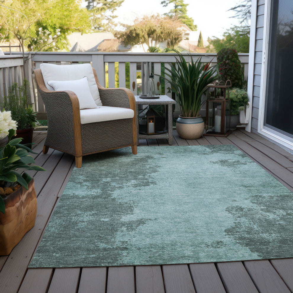 Machine Washable Indoor/Outdoor Chantille ACN1902 Teal 8' x 10' Rug