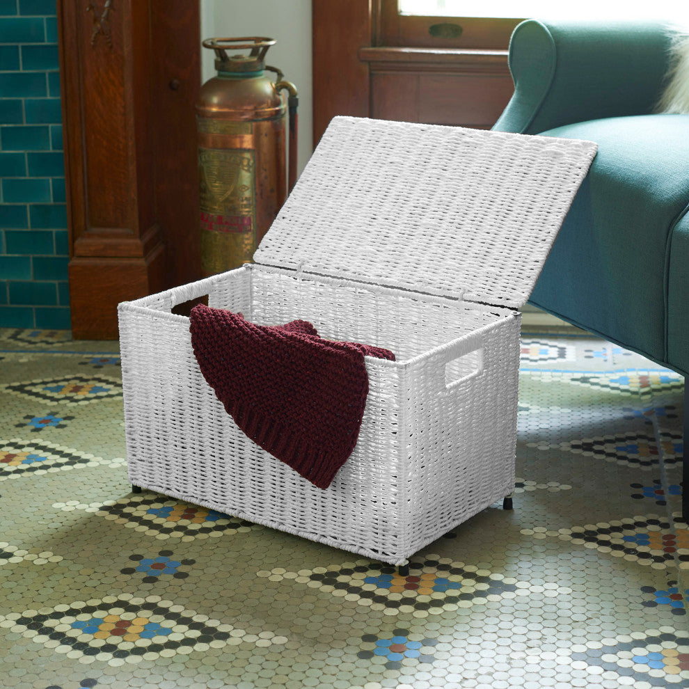 Small Woven Sturge Chest, Paper Rope, Arctic White