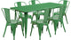 31.5''x63'' Rectangular Metal Indoor Table Set with 6 Stack Chairs, Green