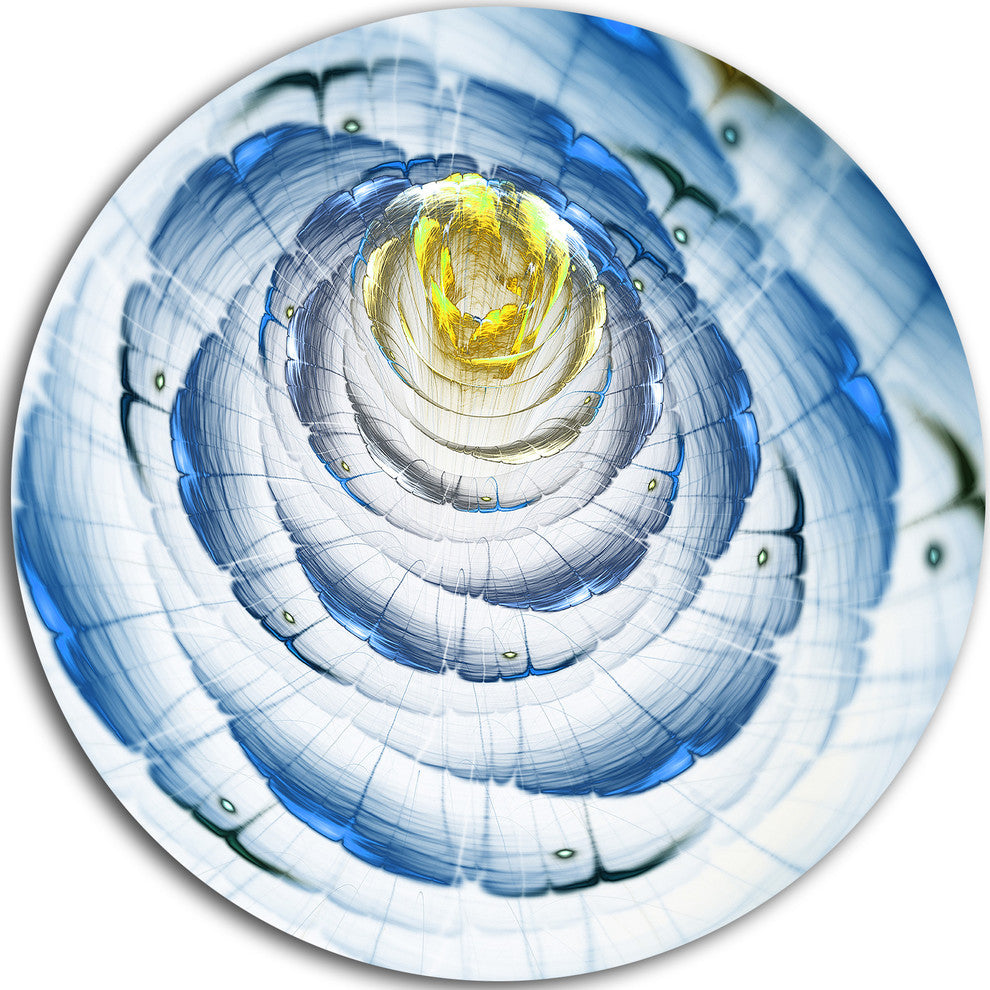Perfect Fractal Flower In Light Blue, Floral Disc Metal Artwork, 11"