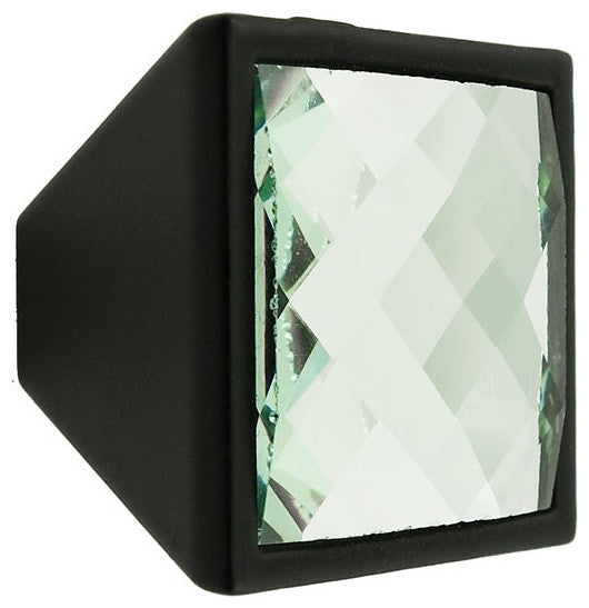 MultiFaceted Silver Snow Black Metal Square Frustum Knob