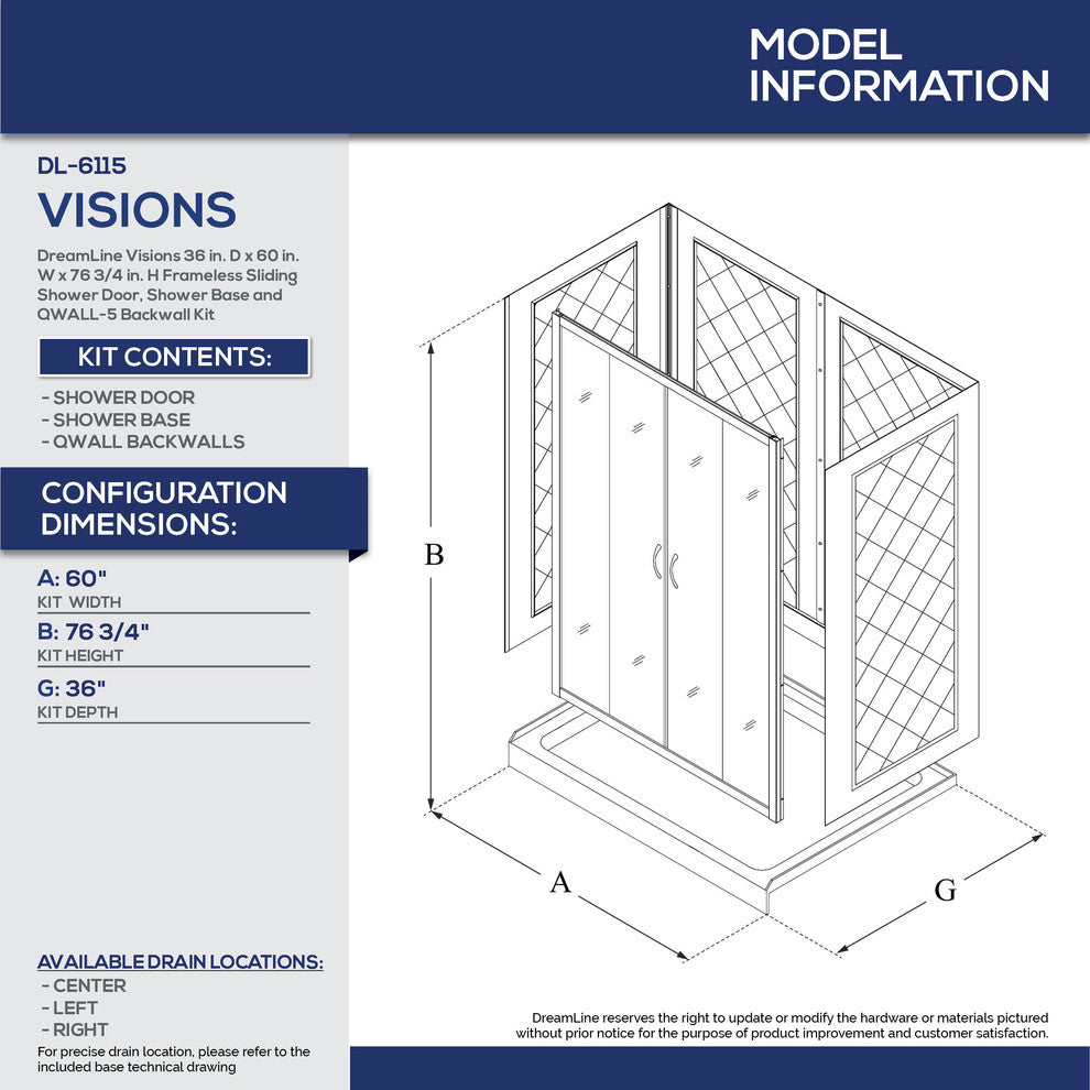 DreamLine Frameless Sliding Shower Door, DL-6115C-01CL