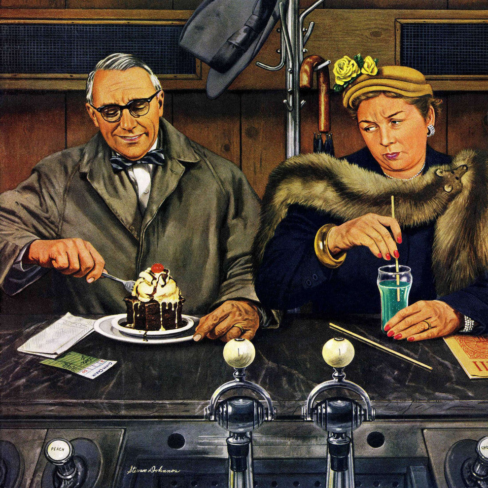 "Soda Fountain Dieter" Painting Print on Canvas by Stevan Dohanos