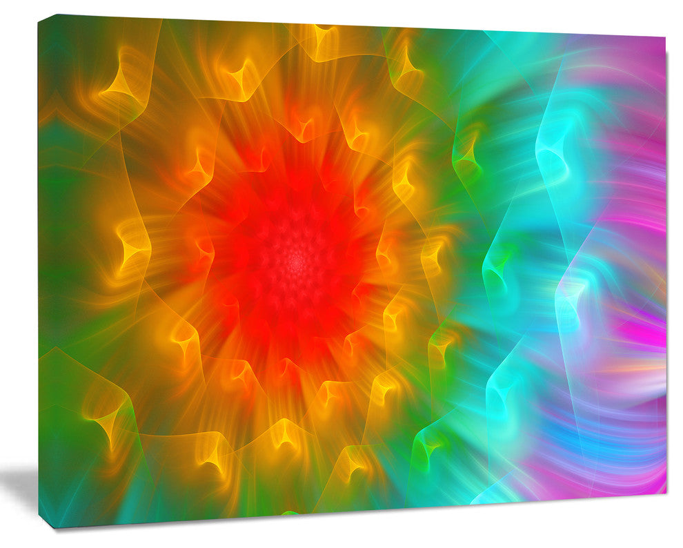 Large Red Alien Fractal Flower, Large Floral Canvas Art Print, 20"x12"