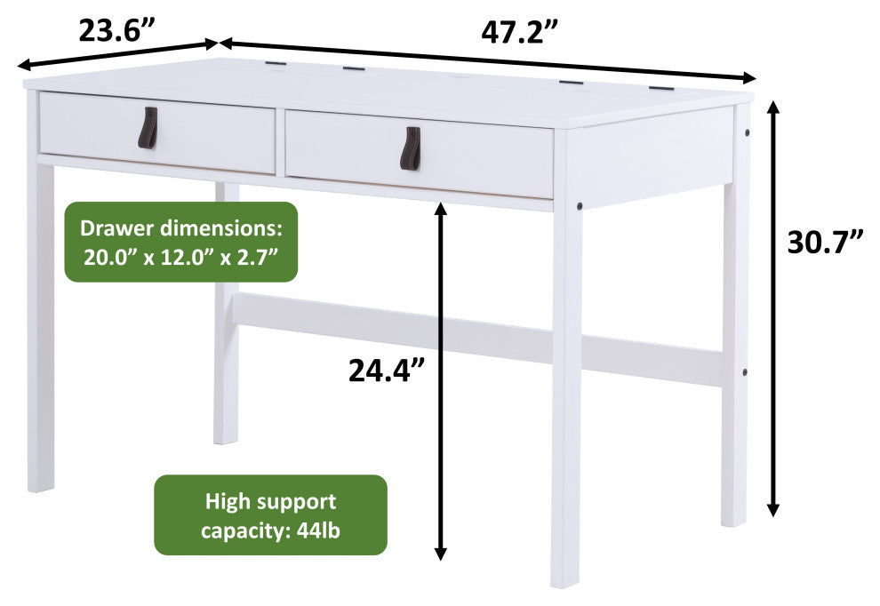 Memomad Bali Home Office Solid Wood Desk with Drawers (Off-White)