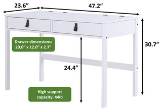 Memomad Bali Home Office Solid Wood Desk with Drawers (Off-White)