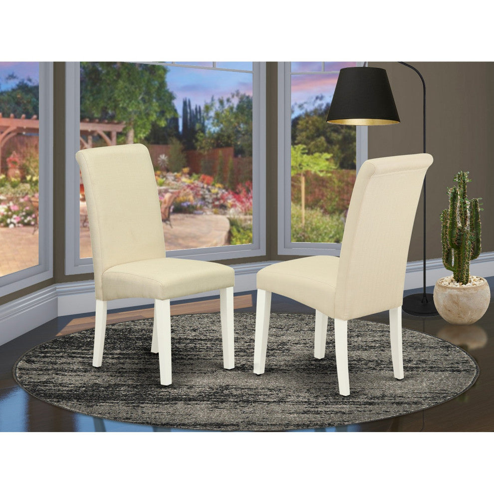 Barry Parson Chair White Leg And Linen Fabric Cream Set Of 2