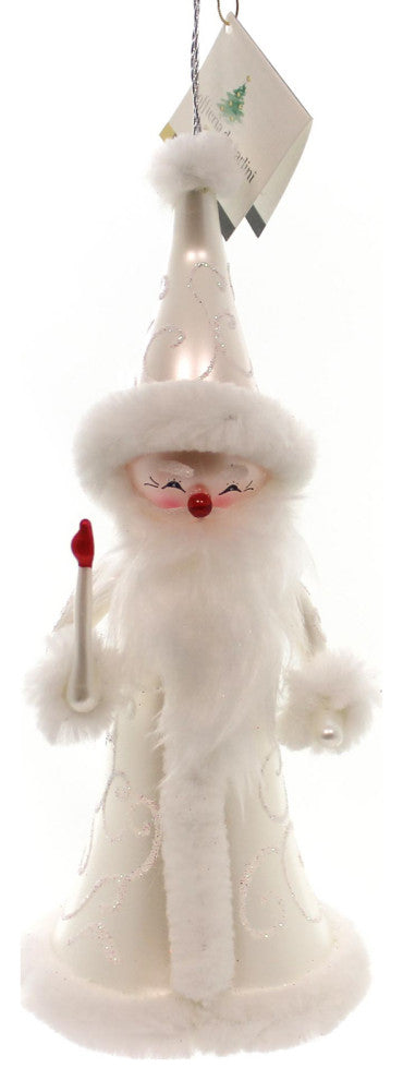 De Carlini Santa With Candle Mouth Blown Glass Christmas Ornament Italy Bn442