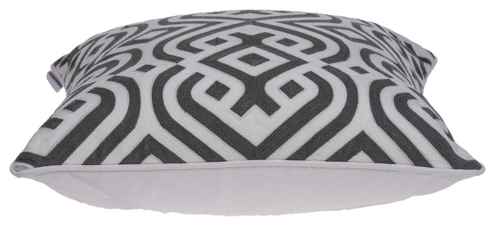 HomeRoots 20" x 0.5" x 20" Elegant Traditional Gray and White Pillow Cover