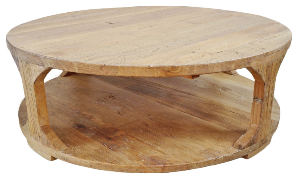 Salvaged Natural Elm Round Coffee Table