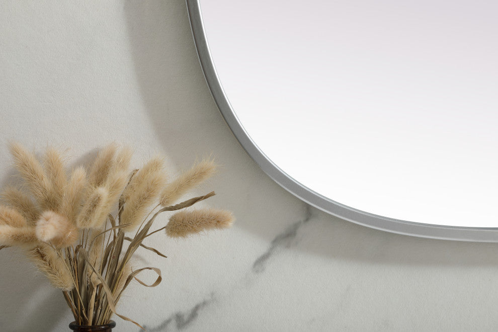 Metal Frame Oval Mirror 24X40 Inch, Silver