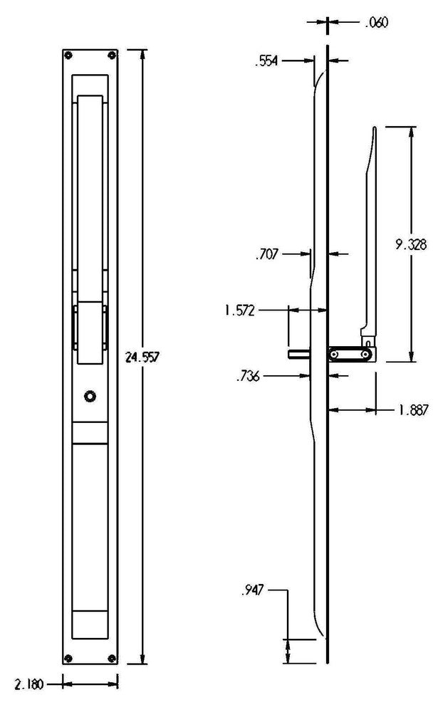 Monarch Folding Lift and Slide Handle Interior Only, Satin Stainless Steel