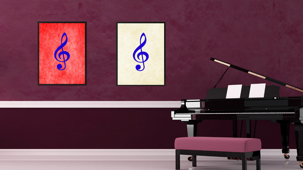 Treble White Print on Canvas with Picture Frame, 13"x17"