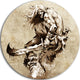 Warrior Fighting Tattoo Art, Portrait Digital Disc Metal Artwork, 38"