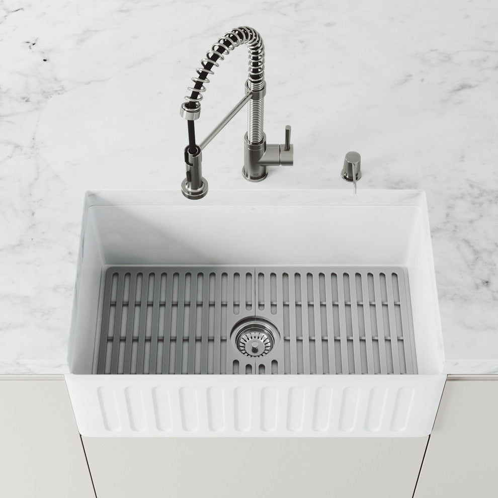 VIGO Silicone Protective Bottom Grid for Kitchen Sink, Gray, 27"lx15"w, Single Basin