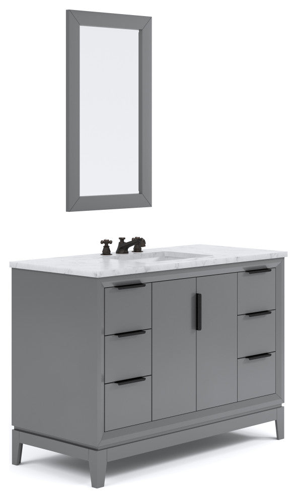 Elizabeth 48" Single Sink Carrara White Marble Vanity, Cashmere Gray